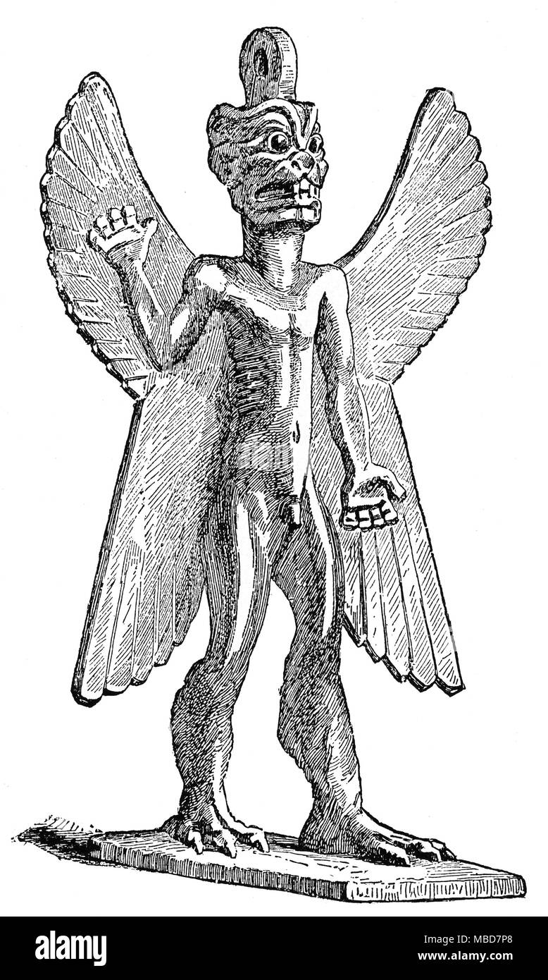 Demoni - CHIESA CALDEA caldea di demone del vento di sud-ovest. Incisione su legno della statuetta in bronzo. Da Zénaïde A. Ragozin, Caldea fin dai primi tempi il sorgere di Assiria,1889 Foto Stock