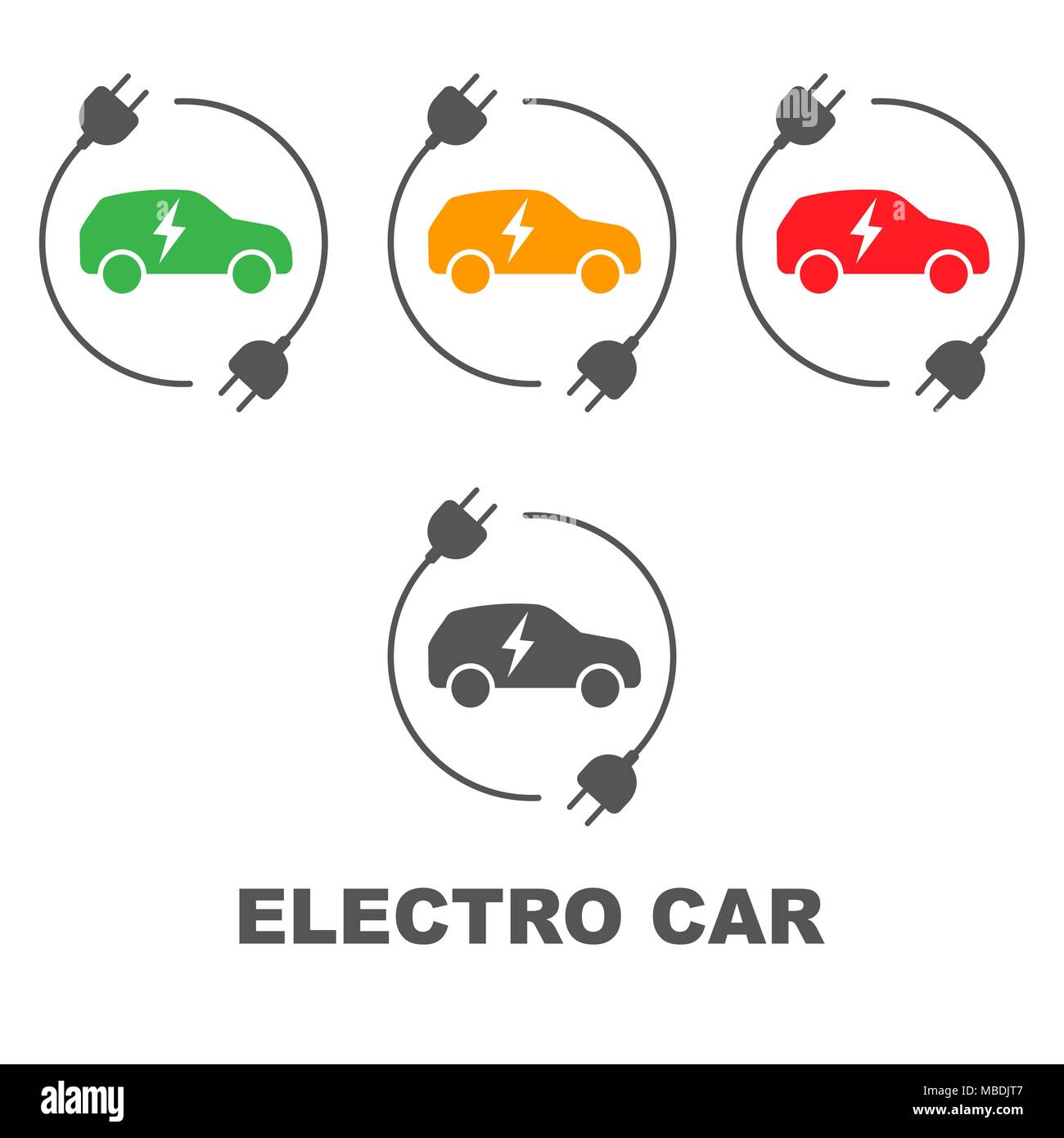 Auto elettrica di ricarica della batteria di segno. Icona con uno stile piatto Illustrazione Vettoriale