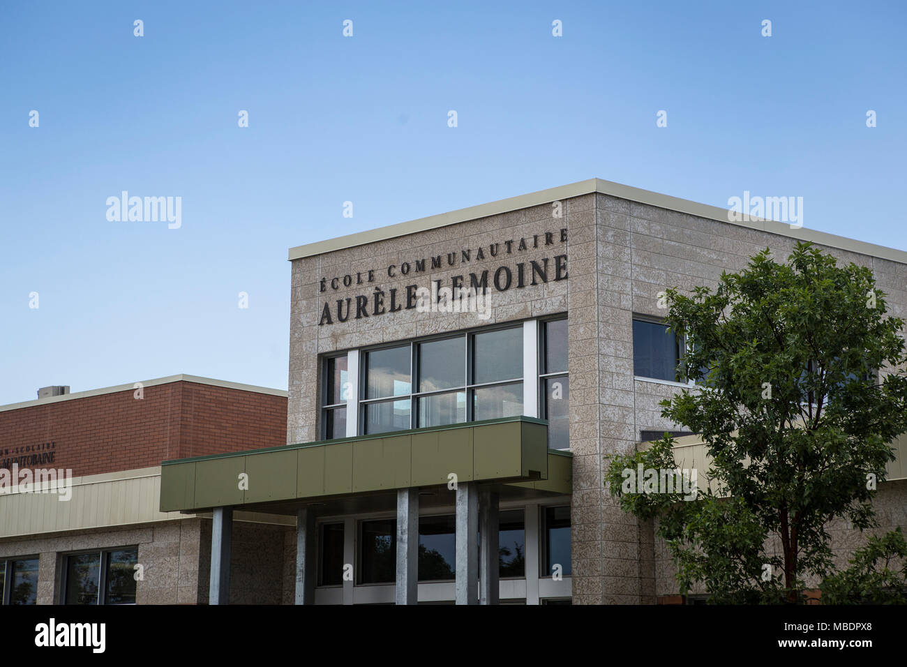 Ecole Communautaire Aurle-Lemoine francese scuola primaria è visto in Saint-Laurent, Manitoba, mercoledì 12 agosto, 2015. Laurent è un com bilingue Foto Stock