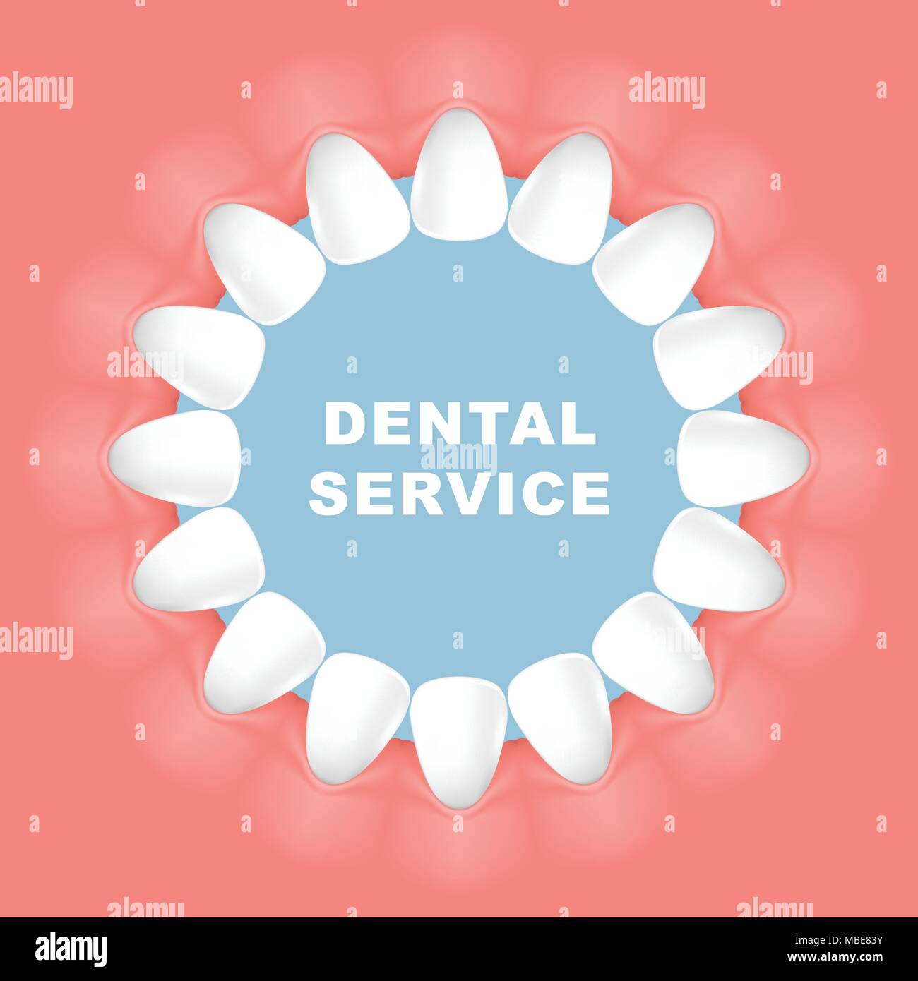 Poster dentale - cornice rotonda, la fila di denti Illustrazione Vettoriale