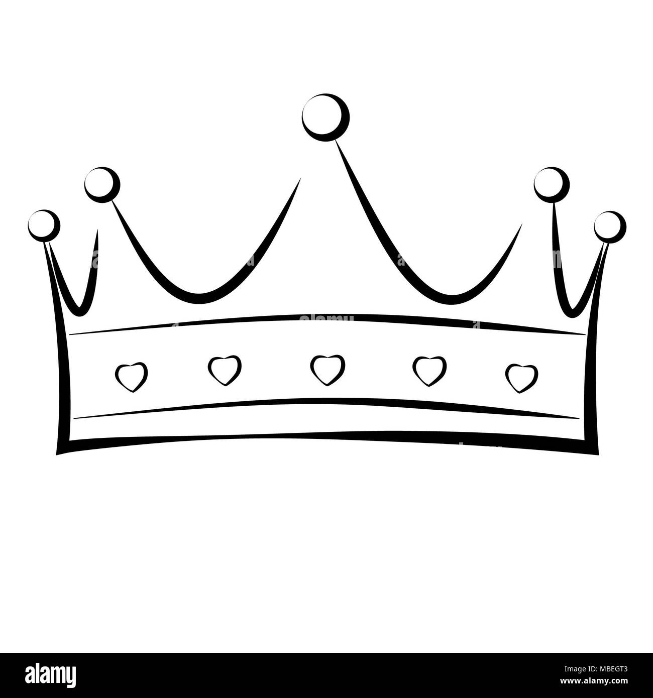 Disegnato a mano la corona di un re o regina in bianco e nero Foto stock -  Alamy