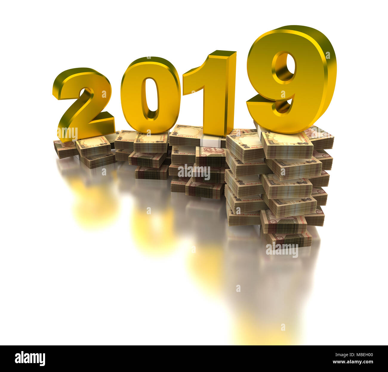 Crescente India Economia 2019 (isolato su sfondo bianco) Foto Stock