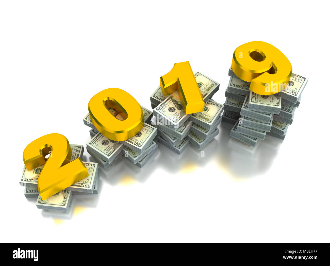 Economia in crescita 2019 (isolato su sfondo bianco) Foto Stock