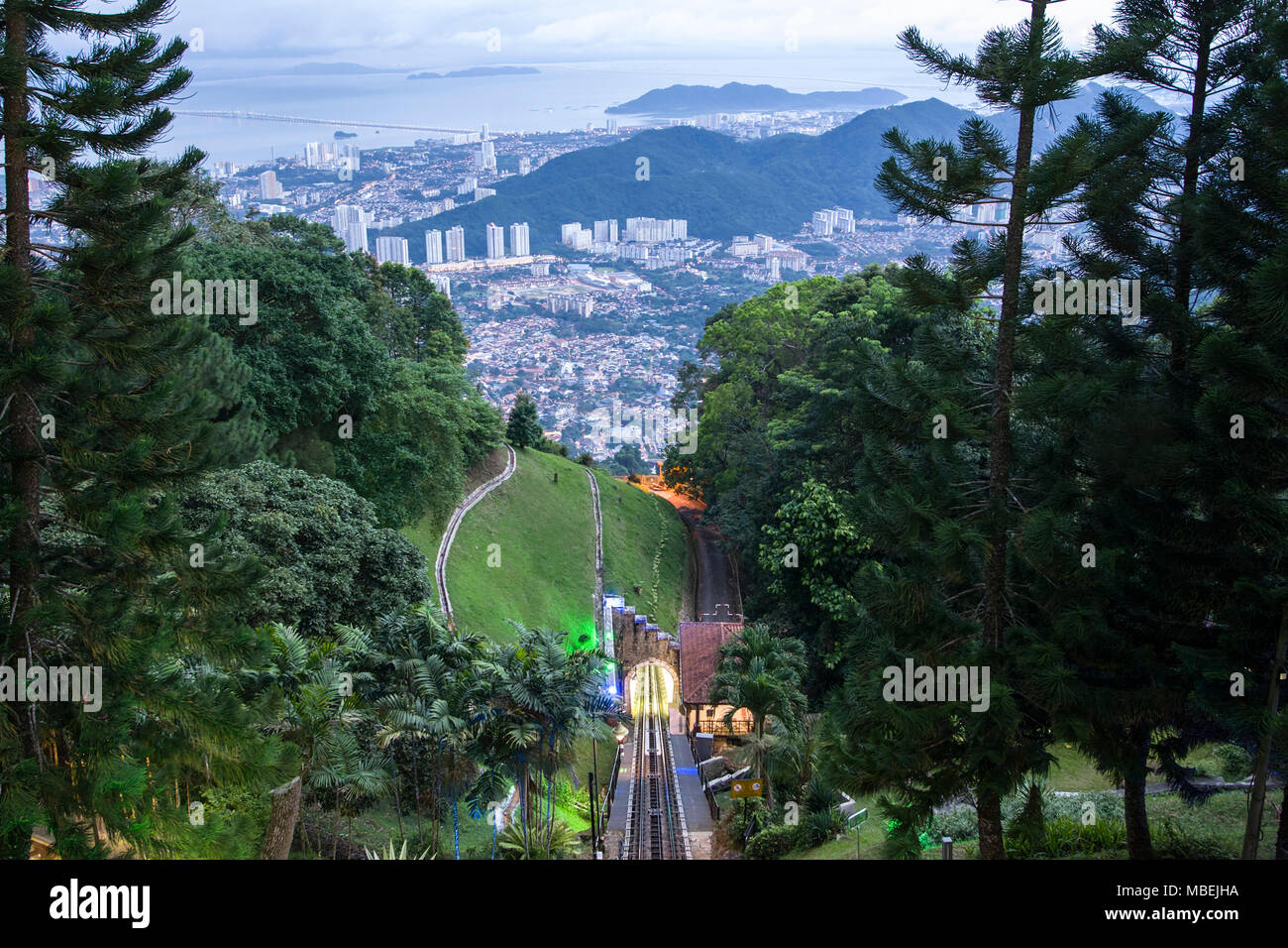 Dalla stazione ferroviaria, sulla collina Penang Malaysia Foto Stock