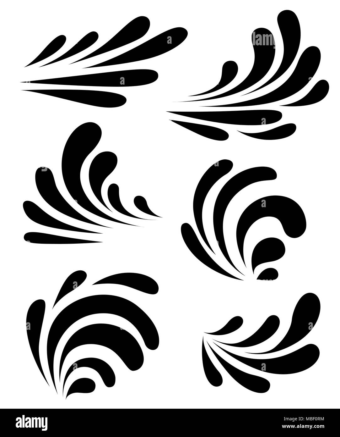 Silhouette nera. Esplosione di acqua effetto speciale fx fotogrammi di animazione sprite foglio. Vortex acqua e tuoni esplosione di alimentazione di telai per animazione flash Illustrazione Vettoriale