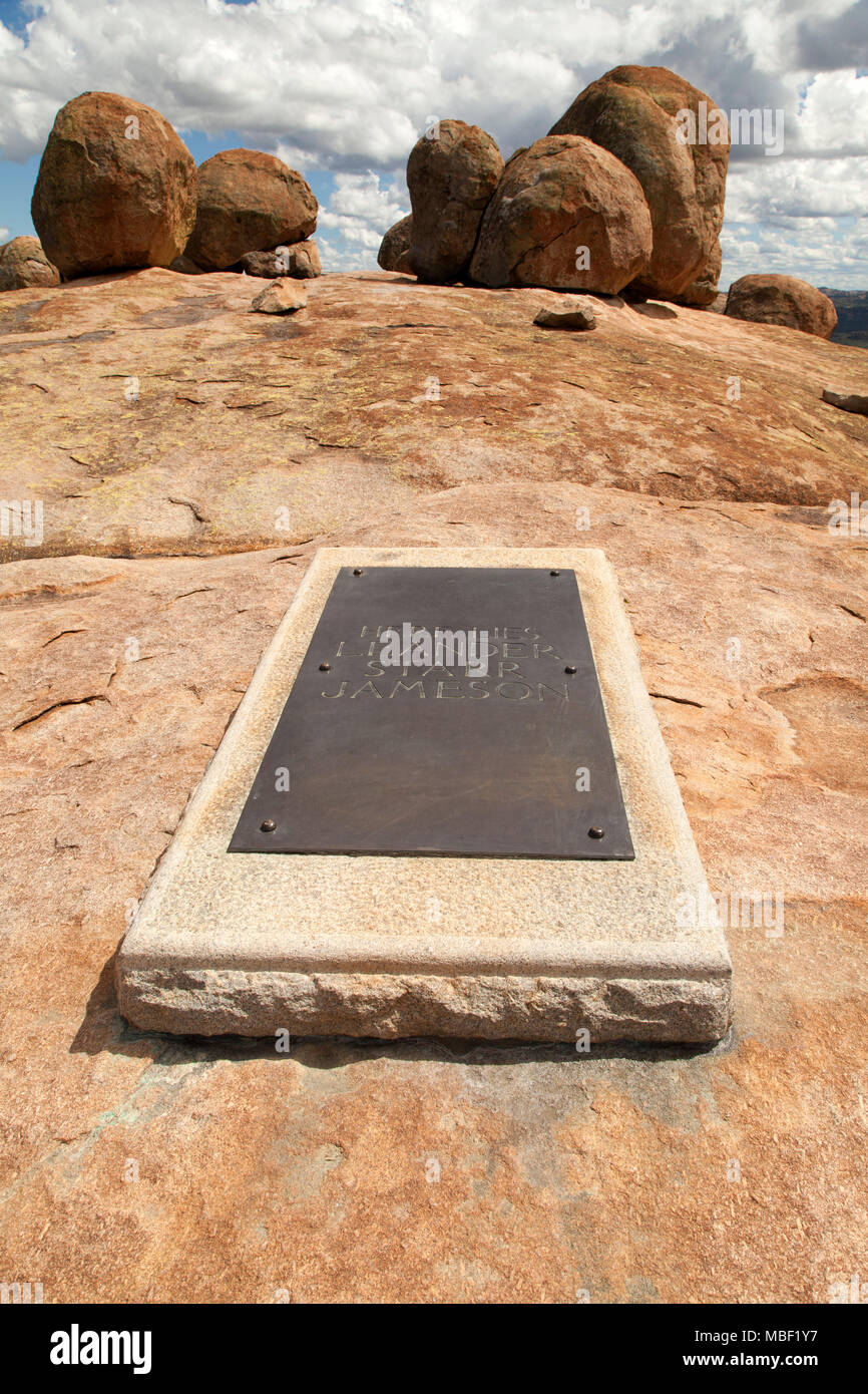 Tomba di Leander Starr Jameson in Matobo National Park, Zimbabwe. Foto Stock