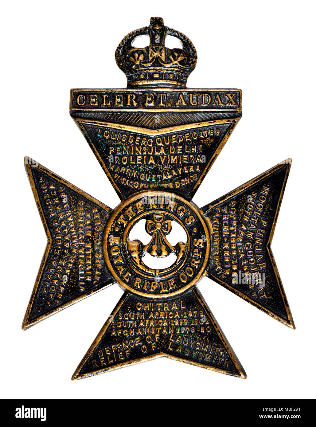 King's Royal Rifle Corps Prima Guerra Mondiale cap badge Foto Stock