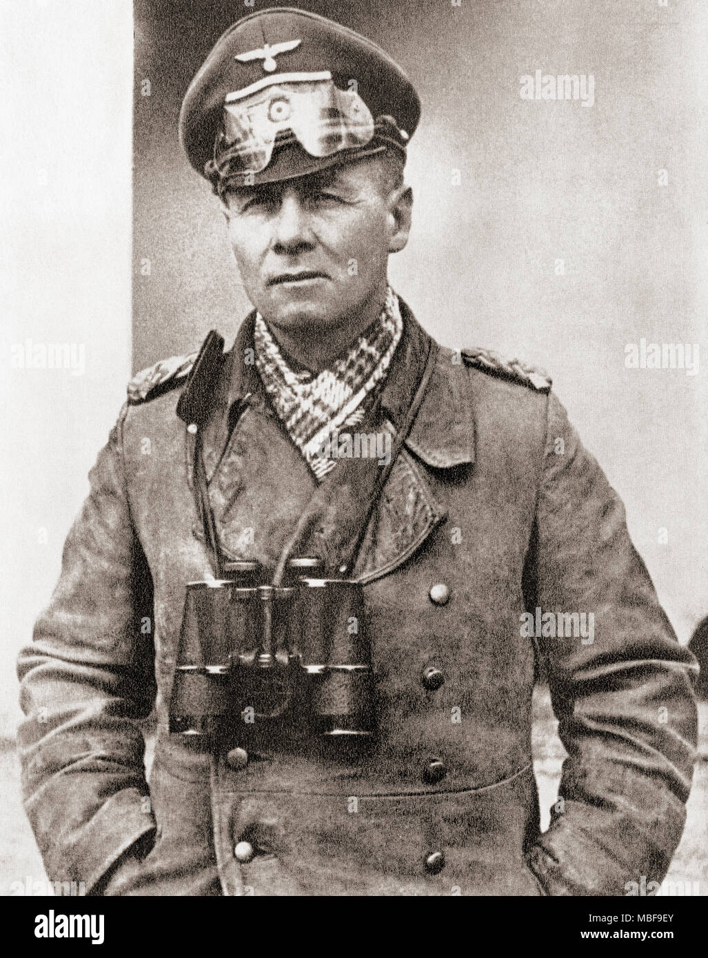 Erwin Rommel, aka Desert Fox, 1891 - 1944. Generale Tedesco, militare teorico e maresciallo di campo in la Wehrmacht della Germania nazista durante la Seconda Guerra Mondiale. Foto Stock