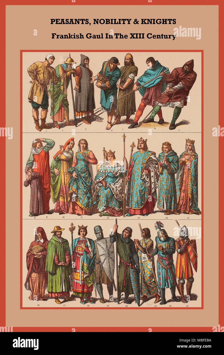 I contadini, nobiltà e cavalieri franchi in Gallia nel XIII secolo Foto Stock