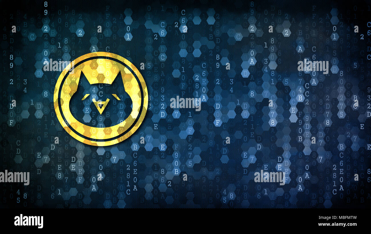Monacoin - Icona Web scuro su sfondo digitale. Foto Stock