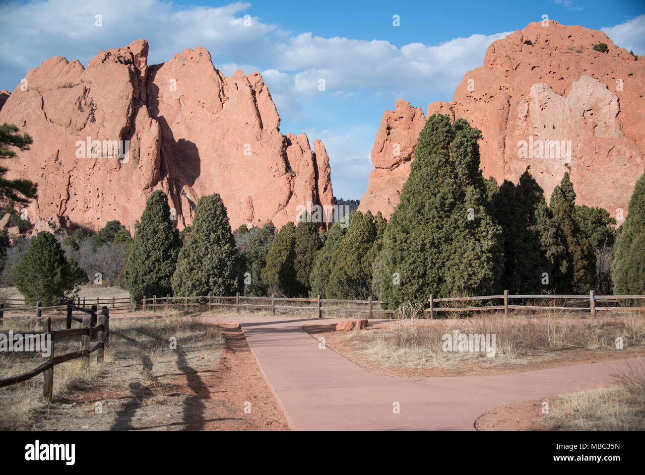 Moto popolare e sentiero a piedi al Giardino degli dèi, Colorado Springs, CO Foto Stock