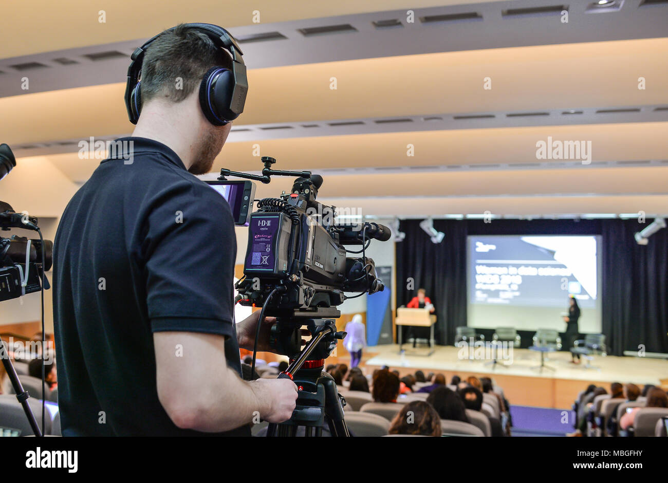 Il cameraman video Foto Stock