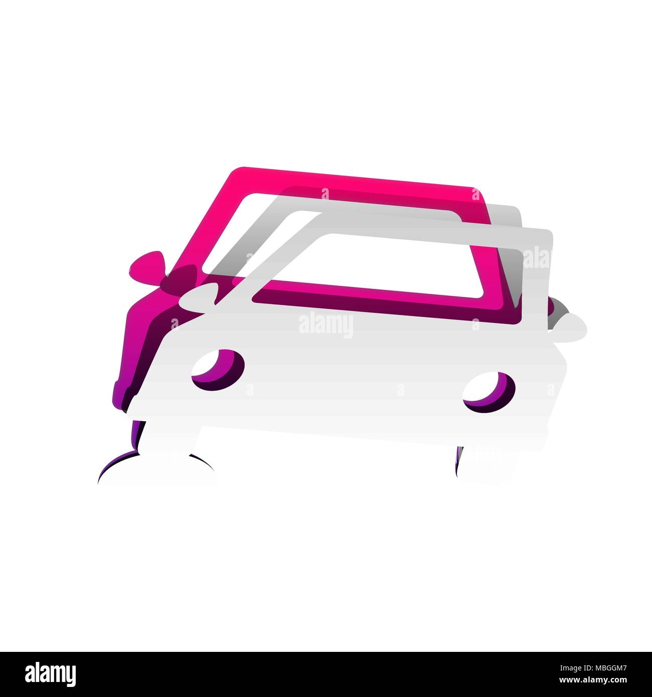 Parcheggio auto segno. Vettore. Carta staccabile con ombra al sottostante strato con magenta-violetta sfondo. Illustrazione Vettoriale