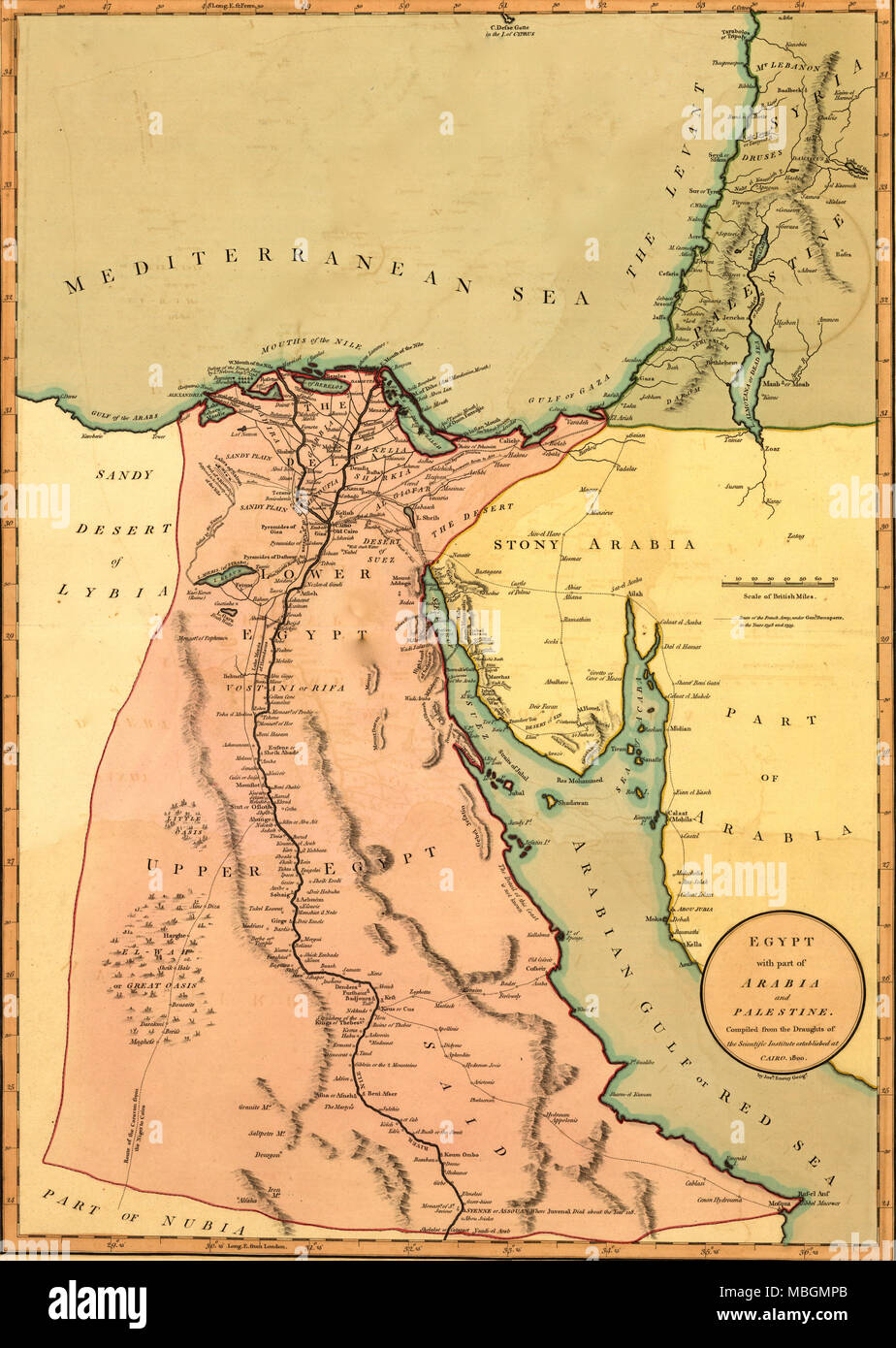 L'Egitto, con parte dell'Arabia e Palestina. Foto Stock