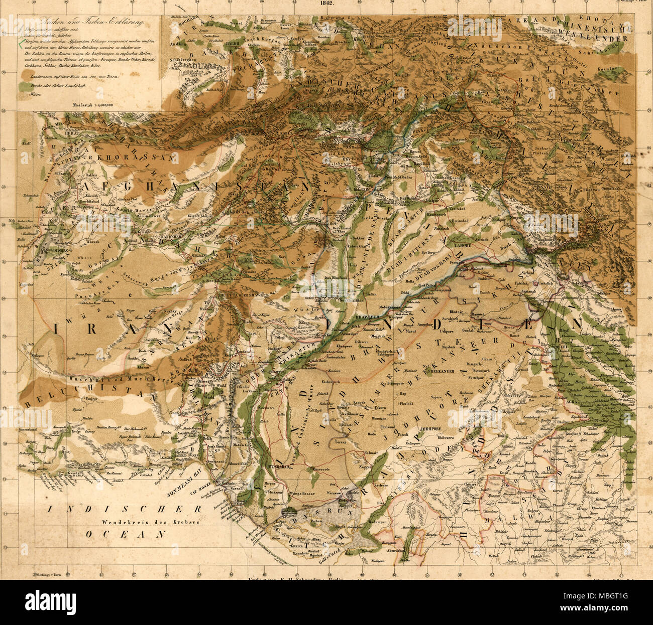 Afghanistan & confinanti con le terre indiane - 1842 Foto Stock