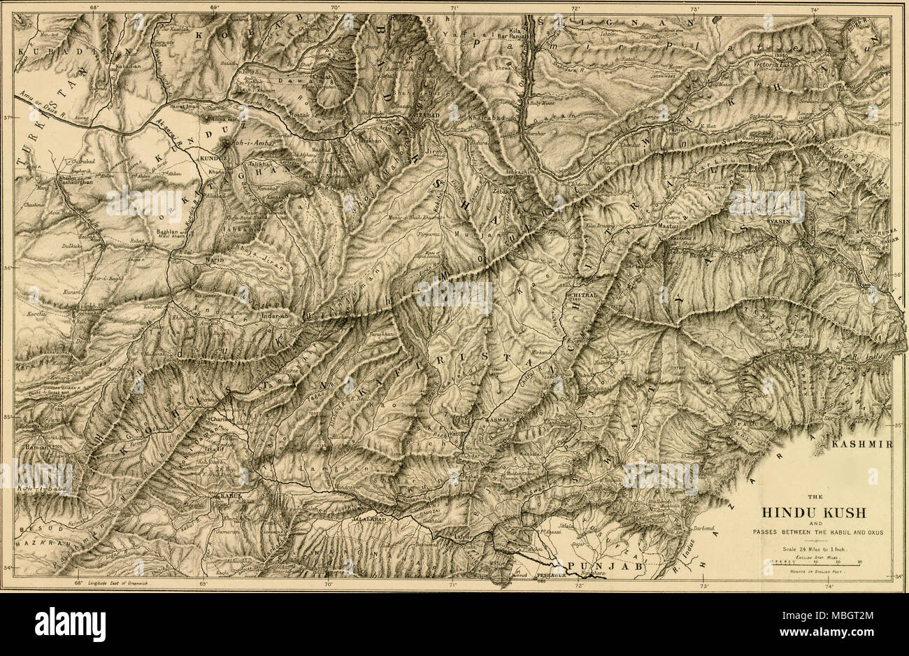 L'Hindu Kush e passa tra Kabul e Oxus -1879 Foto Stock