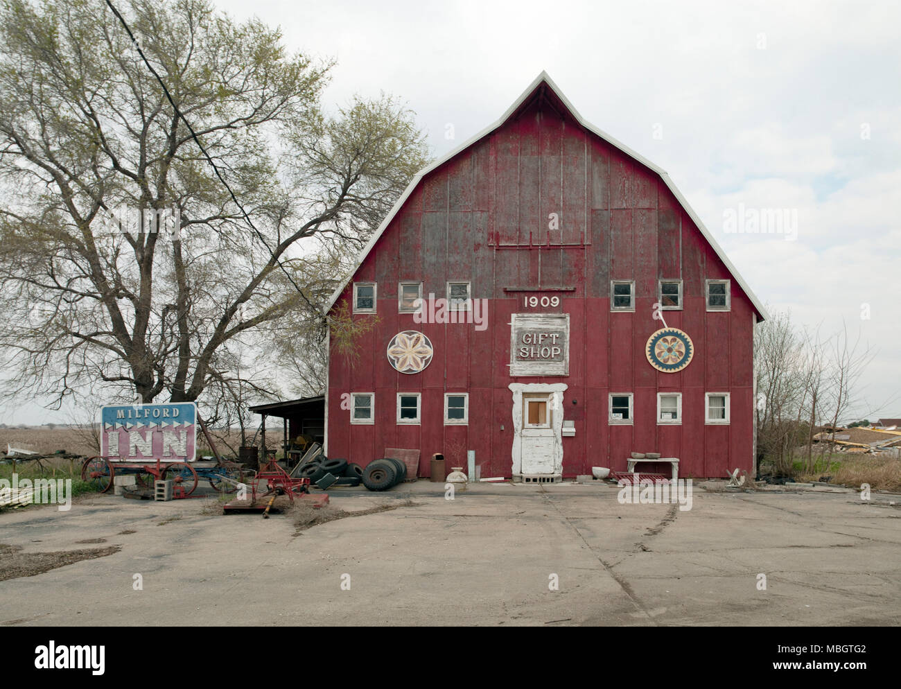 Il vecchio fienile vicino a Lincoln, Nebraska Foto Stock