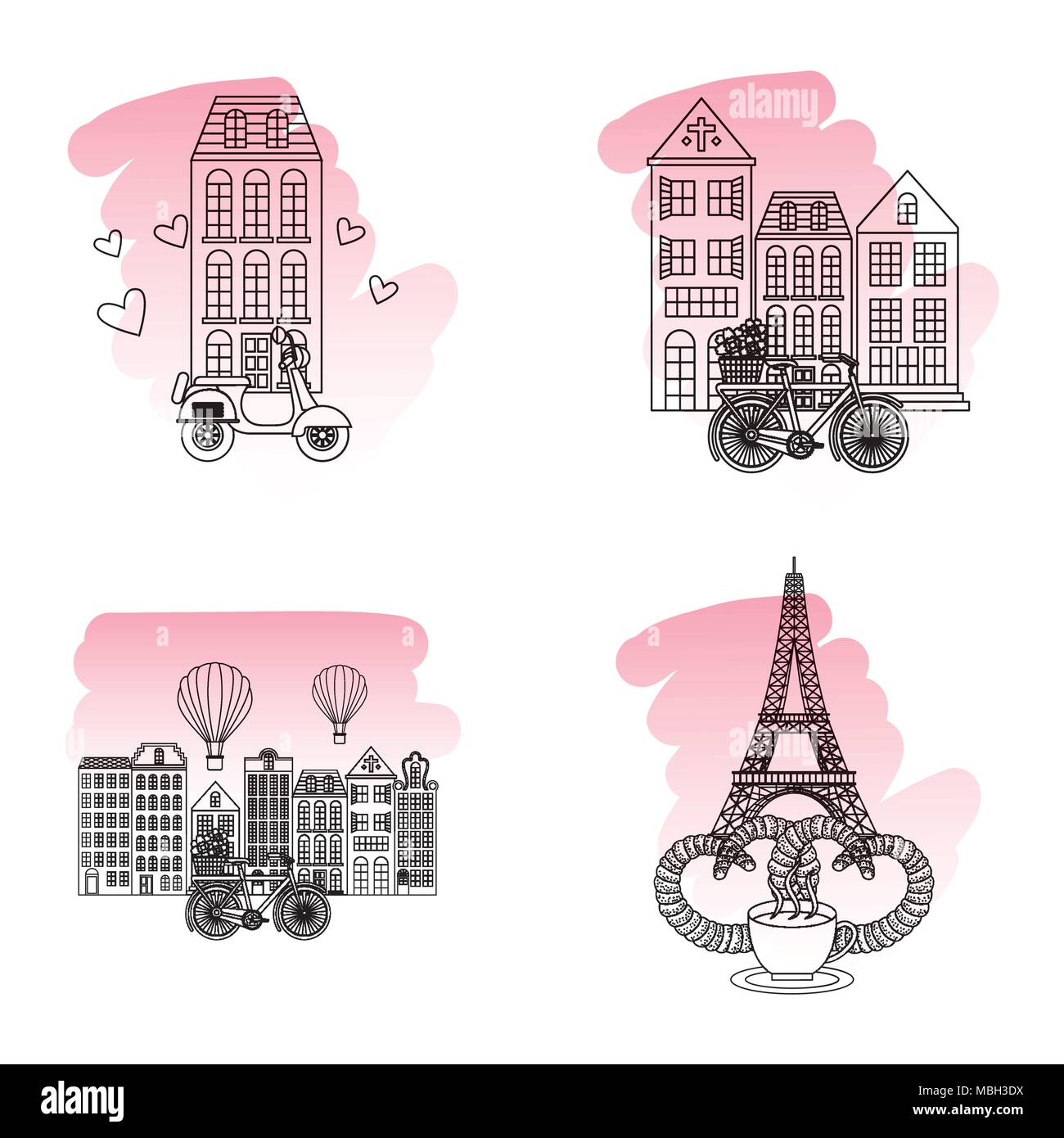 Francia Parigi card Illustrazione Vettoriale