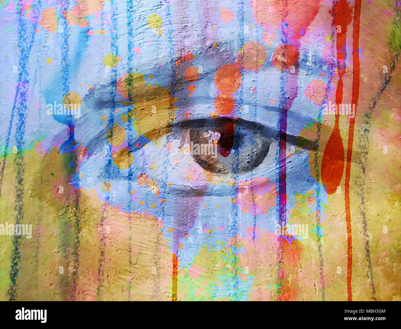 Testurizzato e verniciato colorato Eye Foto Stock