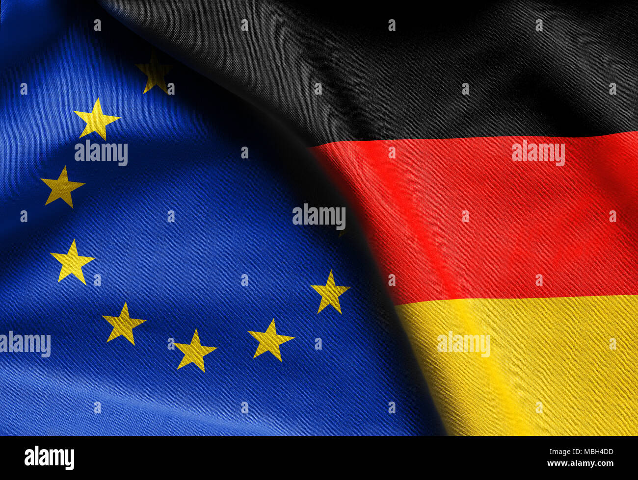 Le bandiere della Germania e Unione europea Foto Stock