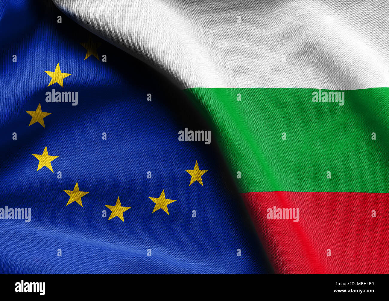 Le bandiere di Bulgaria e l'Unione europea. Foto Stock