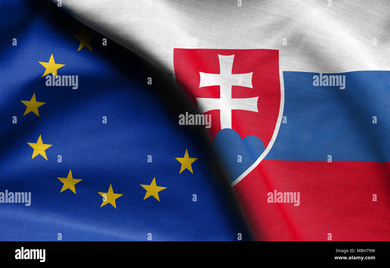 Le bandiere della Slovacchia e Unione europea Foto Stock