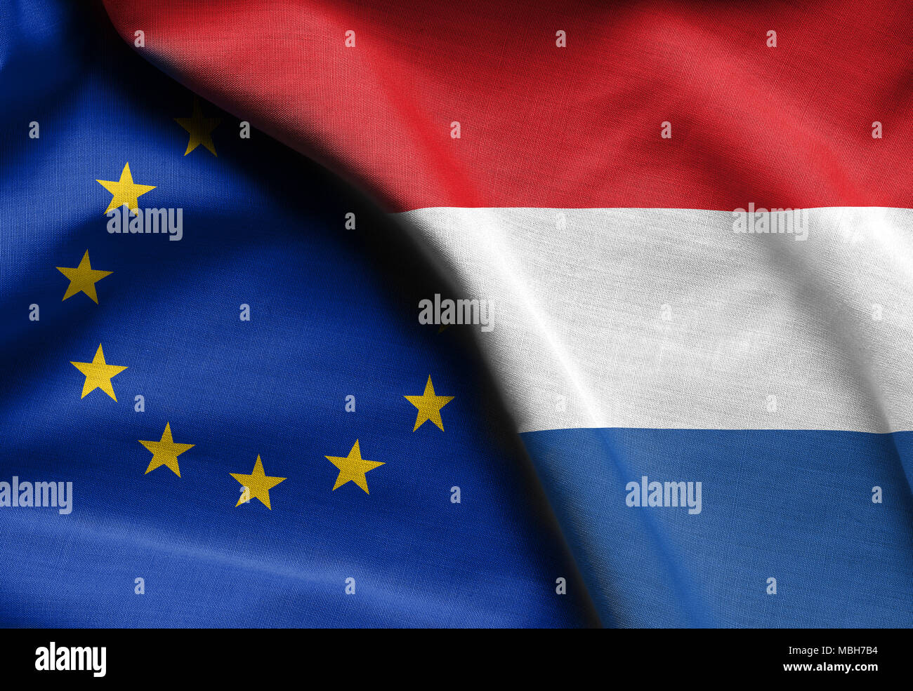 Bandiere di paesi bassi e Unione europea Foto Stock