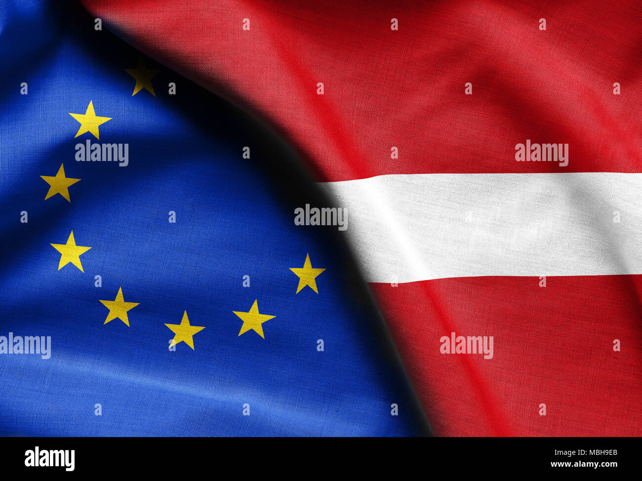 Bandiera della Lettonia e di unione europea Foto Stock