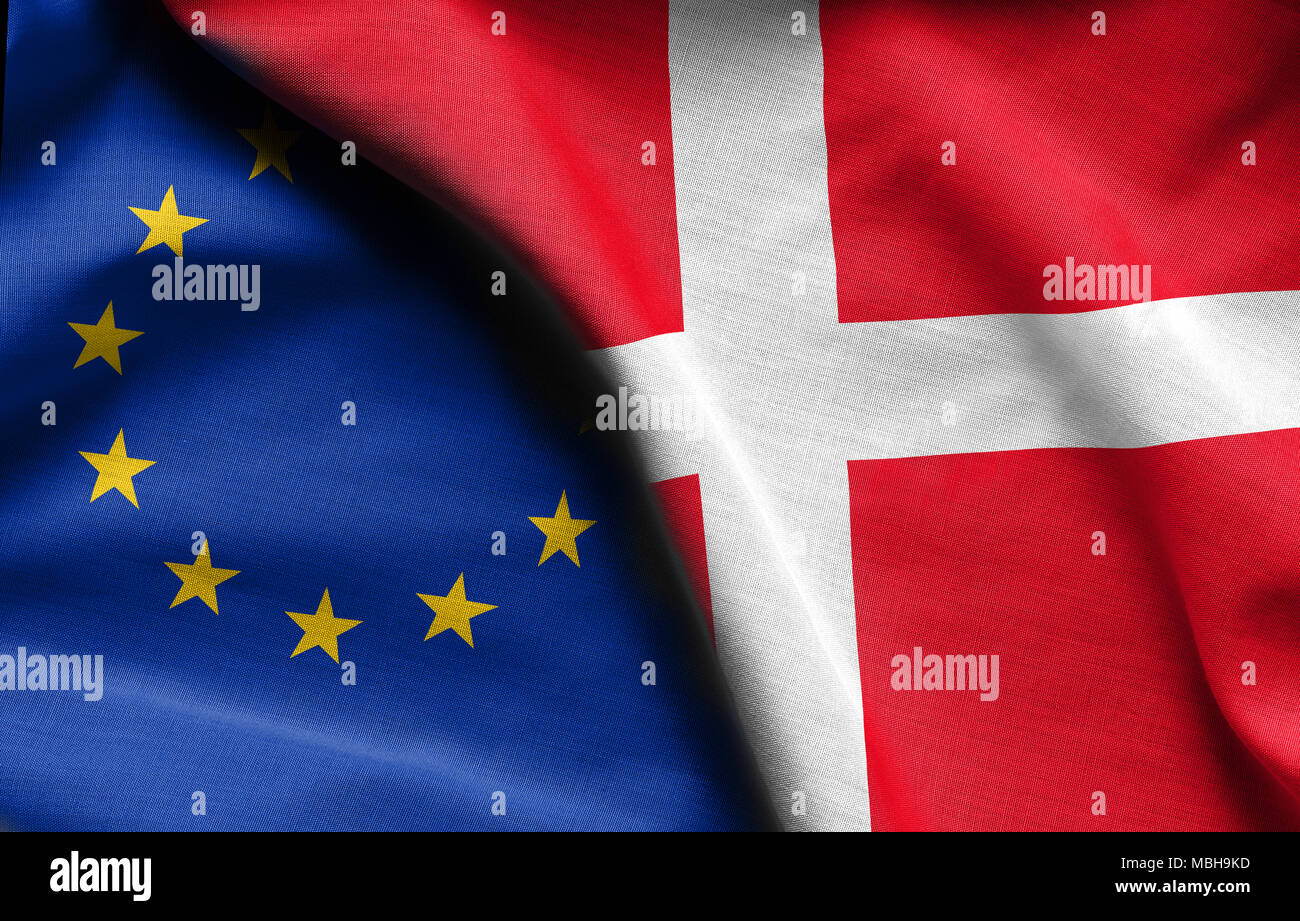 Bandiere di Idenmark e Unione europea Foto Stock