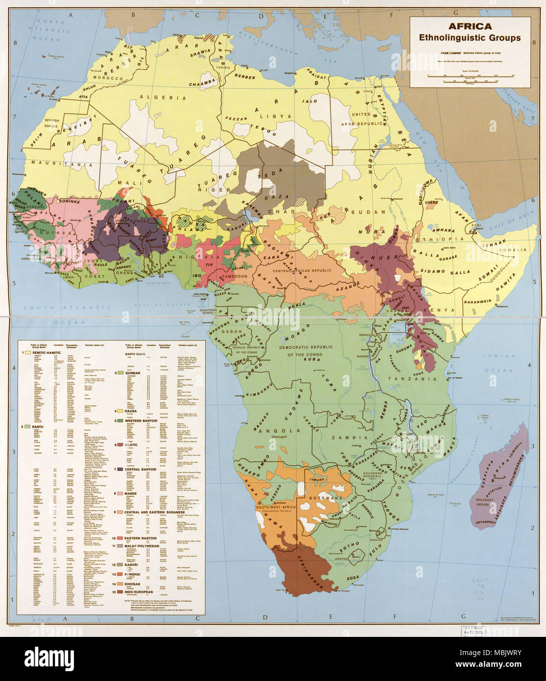 Mappa Ethnolinguisitic dell Africa Foto Stock