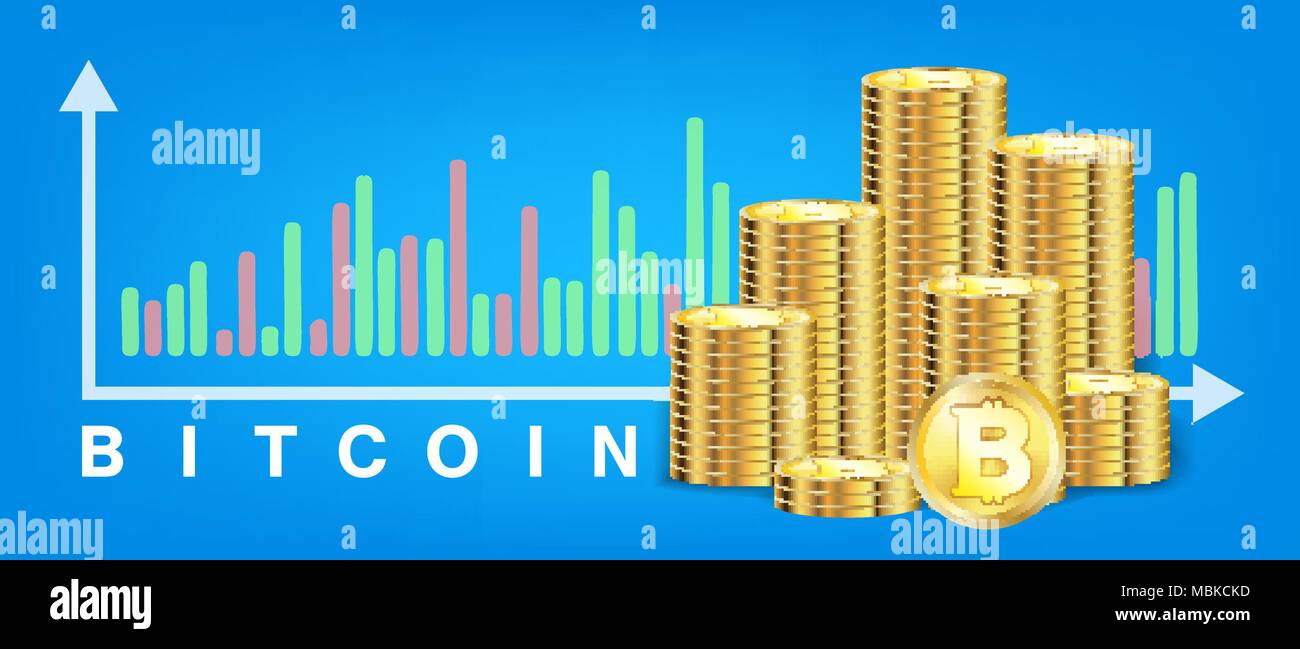 Pila di golden bitcoin vettore di monete Illustrazione Vettoriale