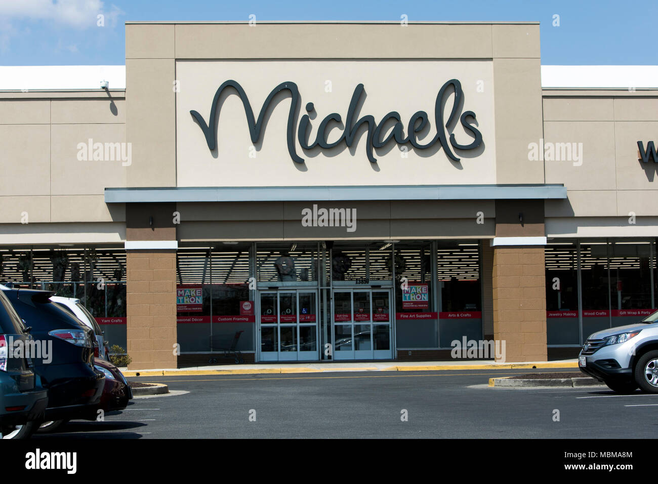 Un logo segno esterno di una Michaels store in Silver Spring, Maryland il 10 aprile 2018. Foto Stock