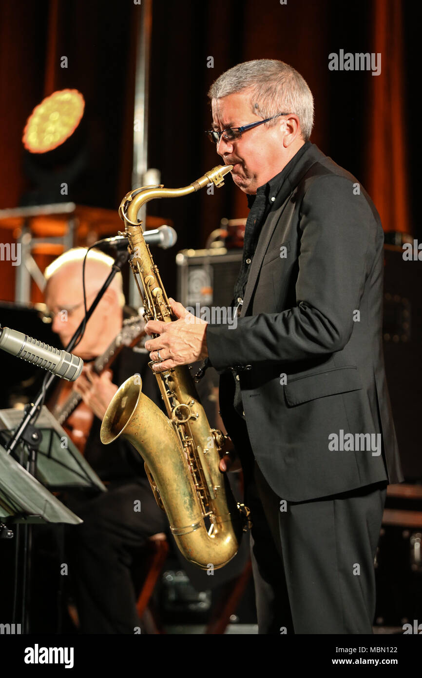 A Cracovia, Polonia - 3 Novembre 2015: Andy Shepard e Carla Bley Trio riproduzione di musica dal vivo presso il Jazz Cracovia tutte le anime Day Festival a Cracovia. Polonia Foto Stock