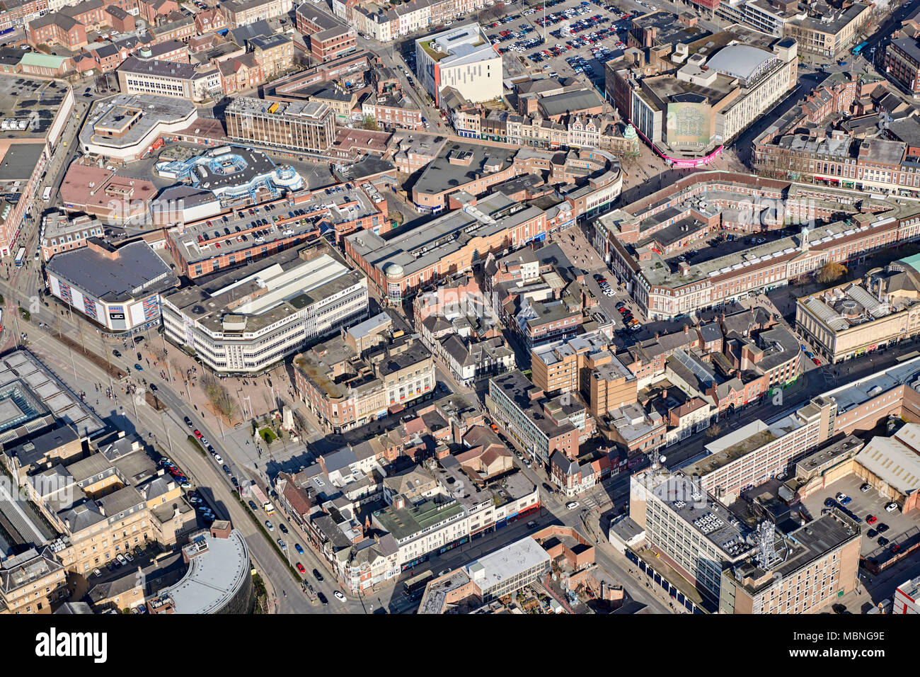 Una veduta aerea di Hull City Center East Yorkshire, nell'Inghilterra del Nord, Regno Unito Foto Stock