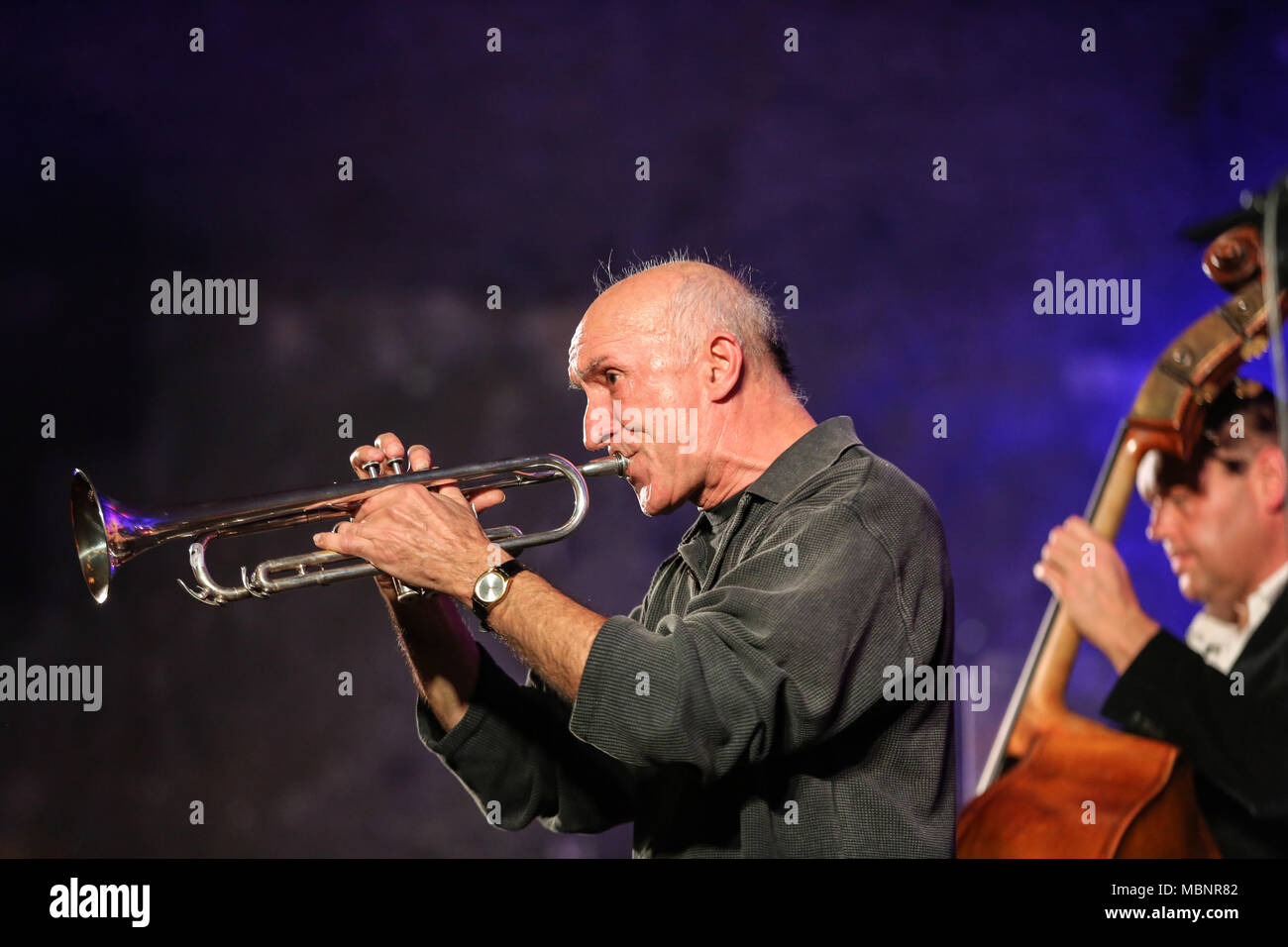 WIELICZKA, Polonia - 2 Novembre 2015: Adam Kawonczyk Quartet riproduzione di musica dal vivo presso il Jazz Cracovia tutte le anime Day Festival nella miniera di sale di Wieliczka. Foto Stock