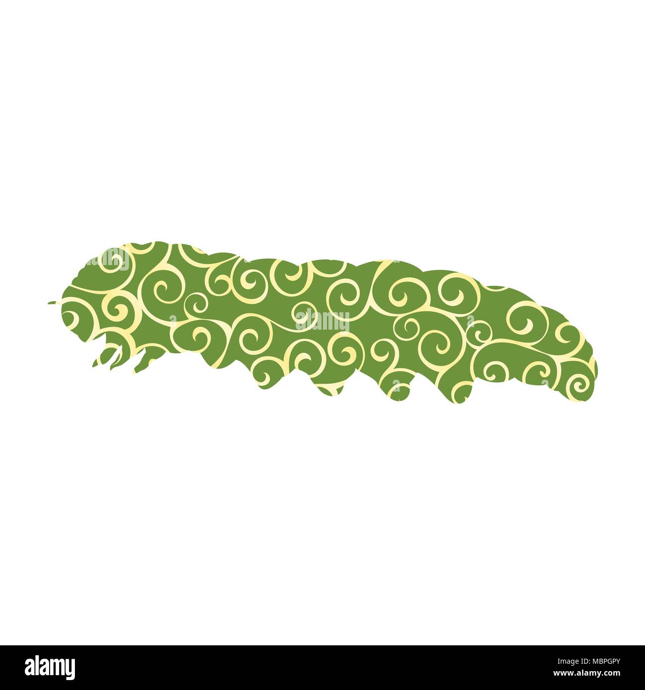 Insetto Caterpillar modello a spirale silhouette colore animale. Vector Illustrator. Illustrazione Vettoriale