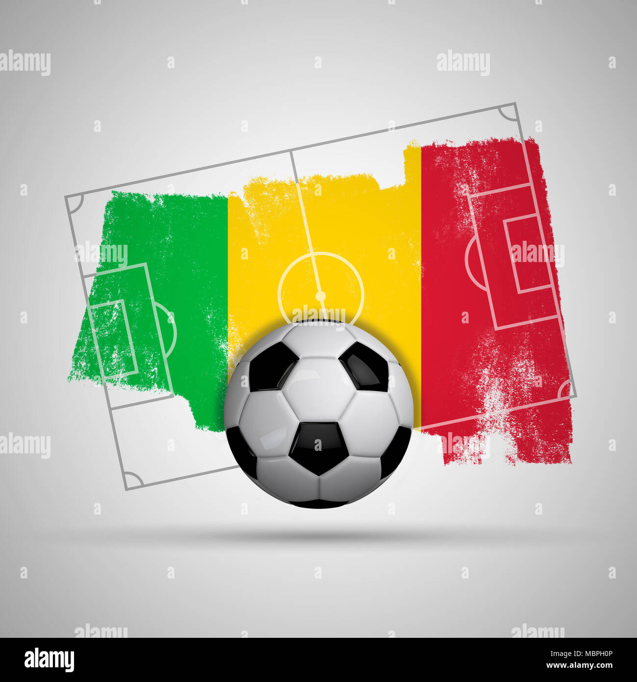 Mali bandiera soccer lo sfondo con il flag di grunge e di calcio e palla calcio Foto Stock