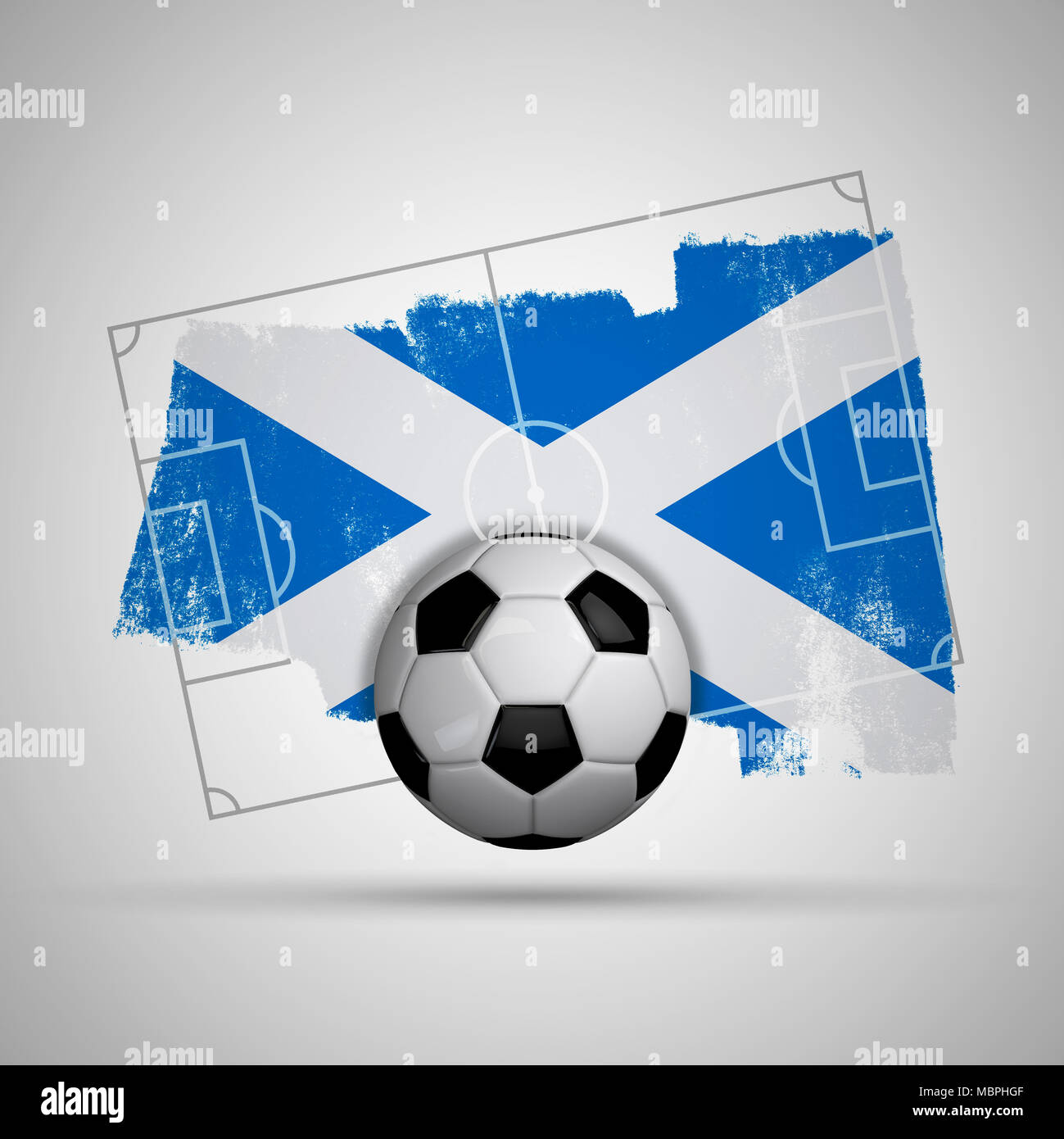 Scozia bandiera soccer lo sfondo con il flag di grunge e di calcio e palla calcio Foto Stock