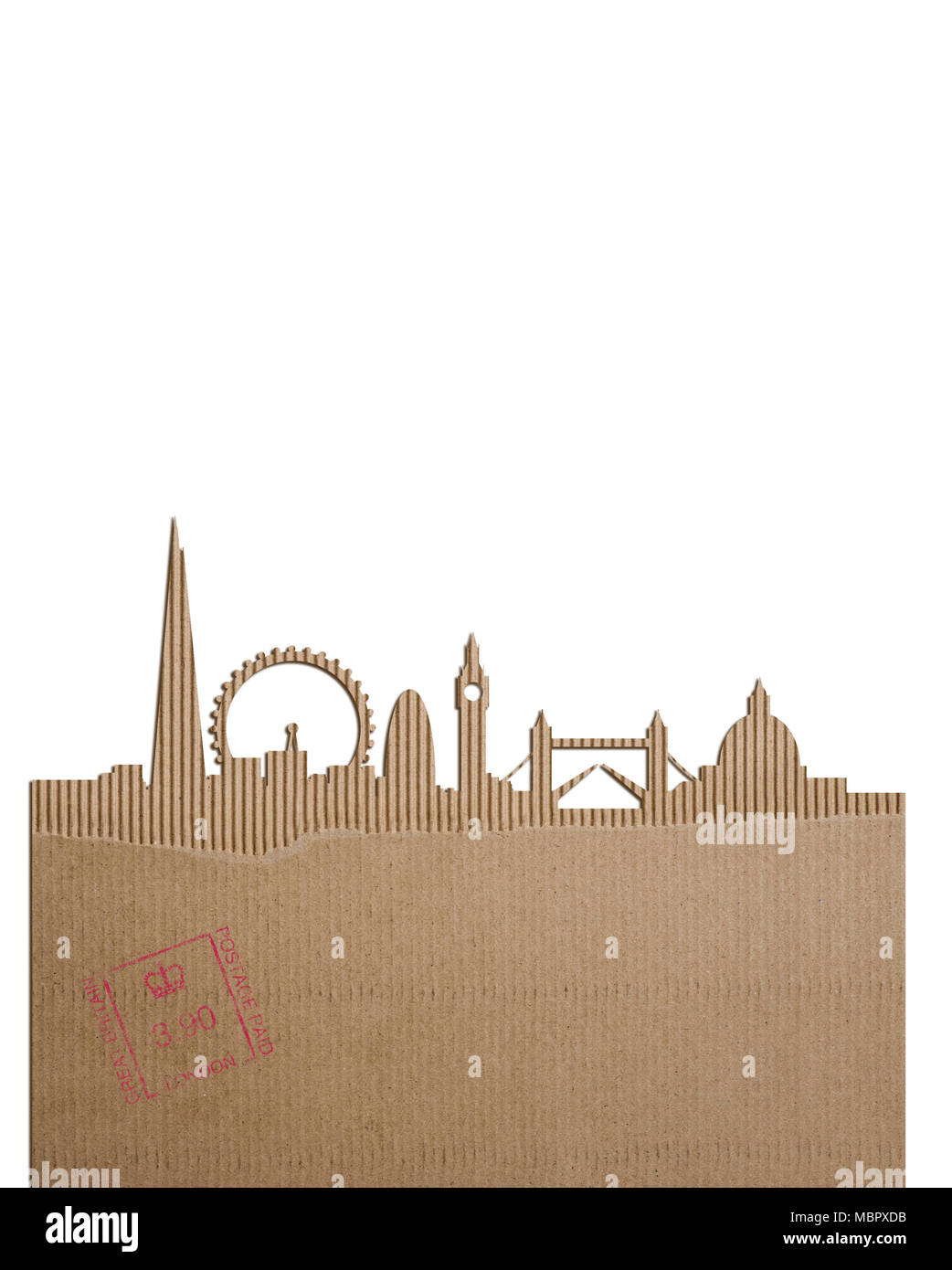 Un ritaglio di cartone della skyline di Londra Foto Stock