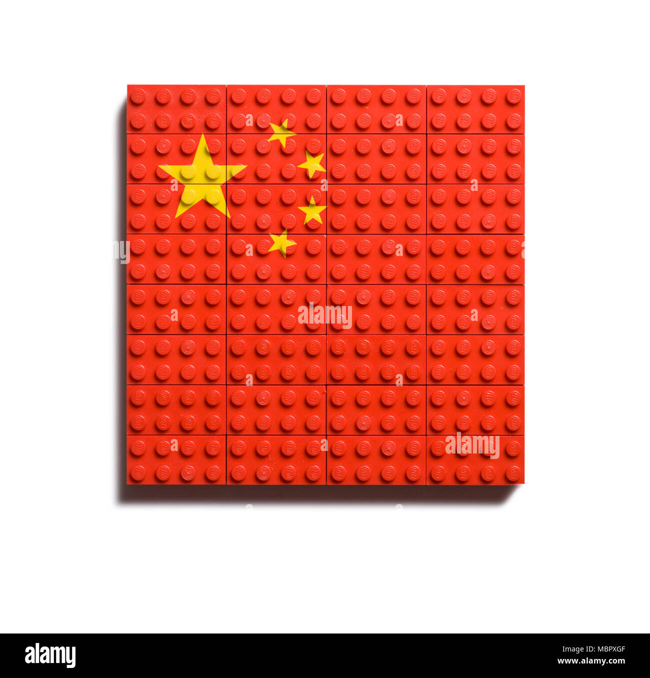 La bandiera cinese fatta da Lego Foto Stock