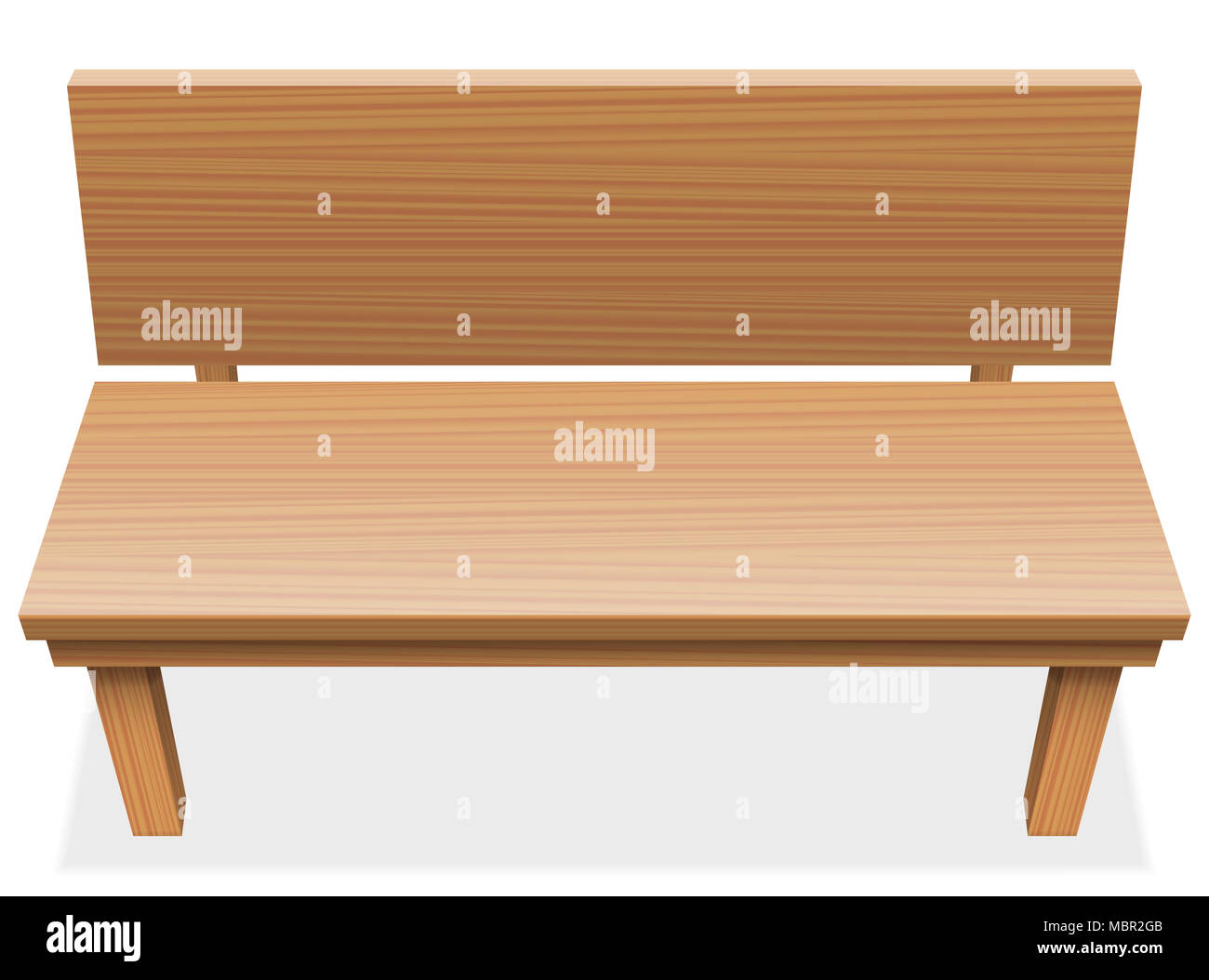 Panca in legno con sedile libero - vuoto mobile - illustrazione su sfondo bianco. Foto Stock
