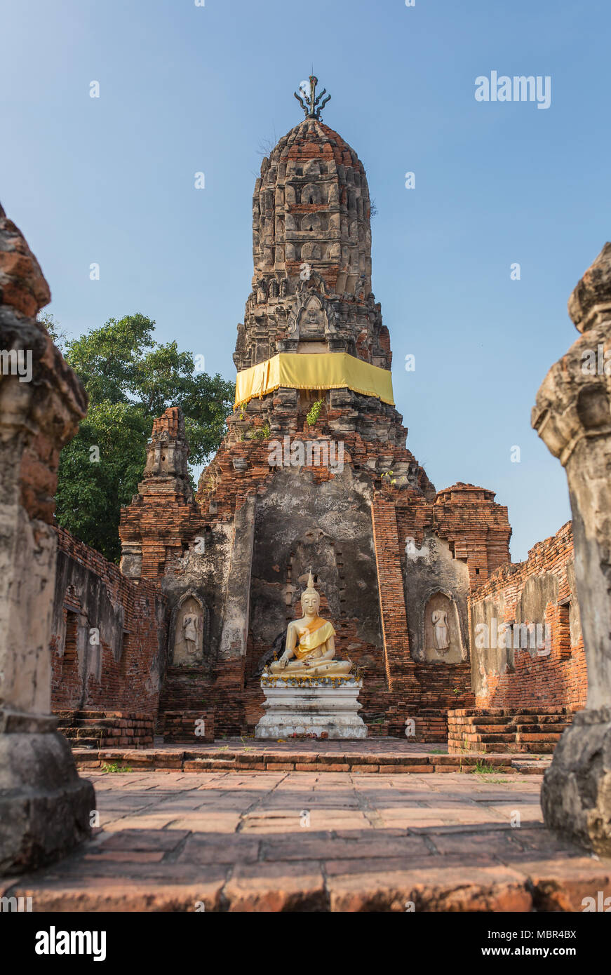 Antico tempio buddista in Ayutthaya parco storico, Thailandia. Foto Stock