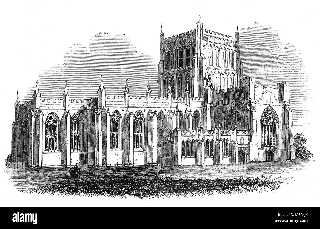 Cattedrale di Bristol, formalmente la Chiesa Cattedrale della Santa e indivisa Trinità, è la chiesa di Inghilterra cattedrale della città di Bristol, Inghilterra. Fondata nel 1140 e consacrata nel 1148, era stato originariamente St Augustine's Abbey ma dopo la dissoluzione dei monasteri divenne nel 1542 la Cattedrale della nuova diocesi di Bristol. Molto della chiesa fu ricostruito in inglese decorata in stile gotico nel corso del XIV secolo e nel XV secolo il transetto e la torre centrale sono stati aggiunti. Nel XIX secolo Revival gotico una nuova nave è stata costruita in parte usando i piani originali. Foto Stock