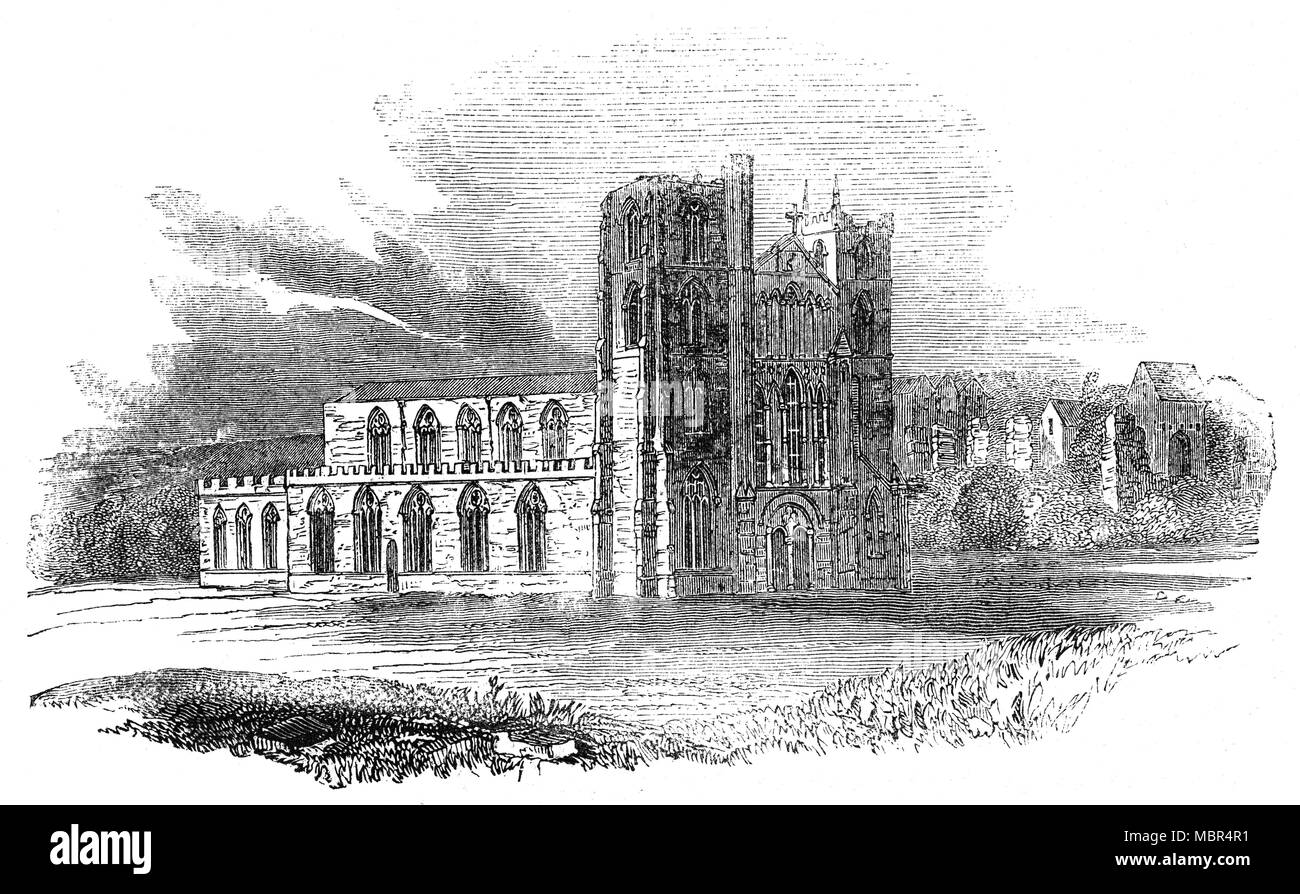 Cattedrale di Llandaff a Cardiff, nel Galles è dedicata a San Pietro e San Paolo, e tre santi gallese: Dubricius, Teófilo e Oudoceus. L'edificio attuale fu costruito nel XII secolo sul sito di una precedente chiesa. Gravi danni è stato fatto per la Chiesa in 1400 durante la ribellione di Owain Glyndŵr; e durante la Guerra Civile Inglese quando fu invasa dalle truppe di parlamentare, e durante la grande tempesta del 1703. In seguito a quest' ultima la costruzione di una nuova Cattedrale cominciò nel 1734, progettato da John Wood, il sambuco. Foto Stock