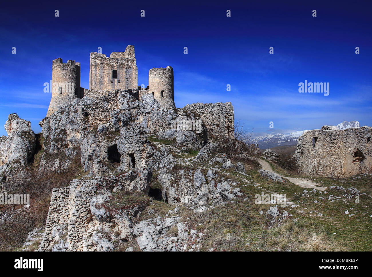 Rocca Calascio, Calascio village, L'Aquila district, Abruzzo, Italia Foto Stock