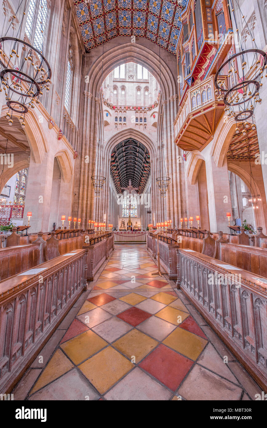 Cudiero (coro) presso la chiesa cattedrale di St Edmundsbury ( aka St Edmund, St James, St Dennis) a Bury St Edmund, Inghilterra. Foto Stock