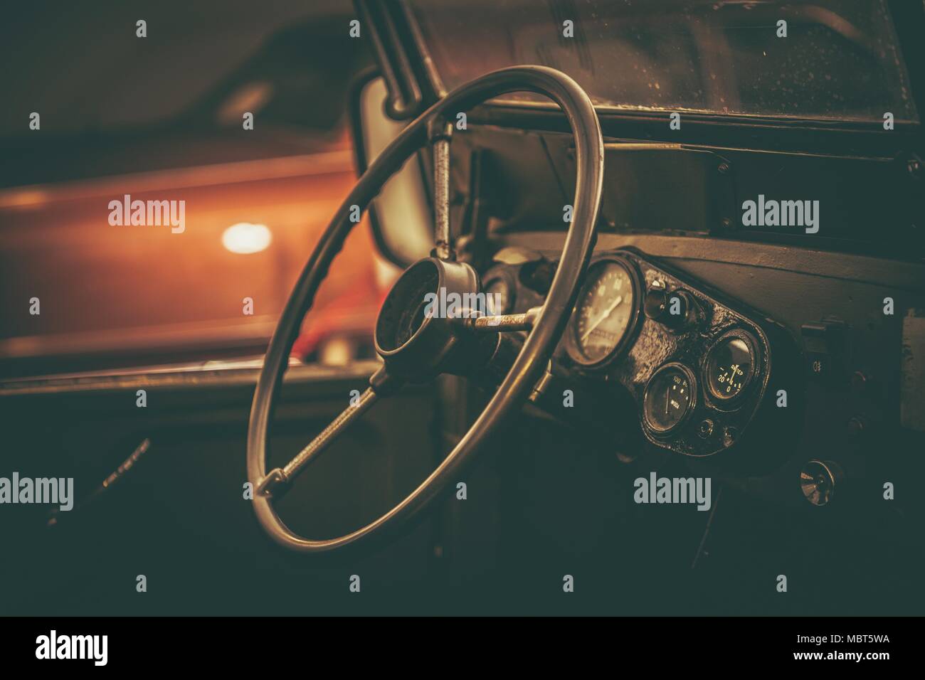 Età classico auto interno. Veicolo Vintage Tema di restauro. La storia di American Transportation Foto Stock