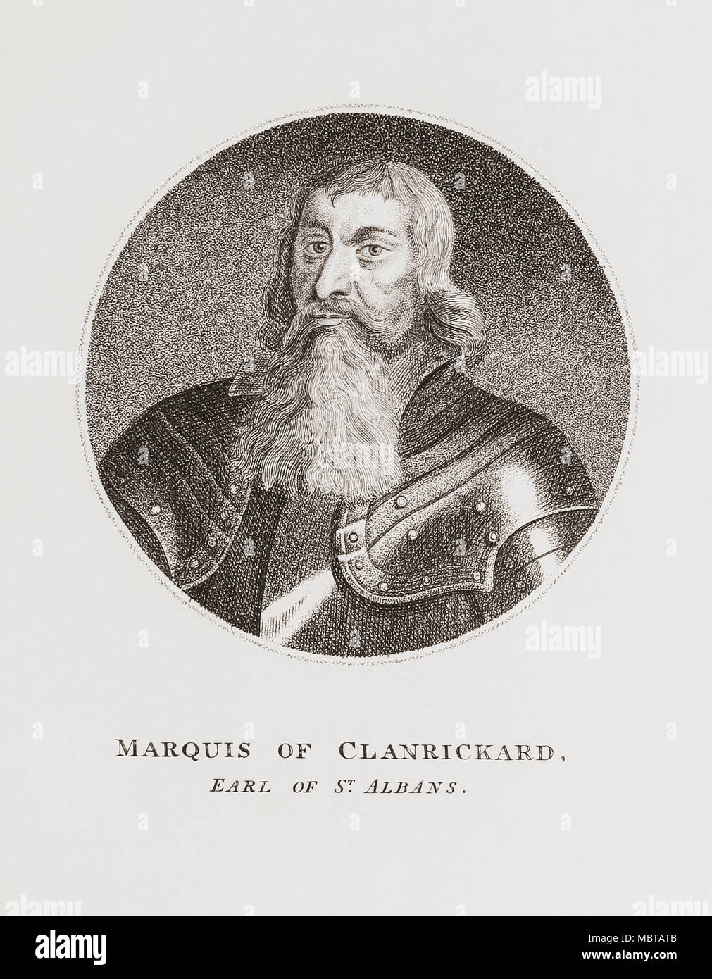 MacRichard Ulick Burke, primo marchese di Clanricarde, 5° Conte di Clanricarde, 2° Conte di St Albans, 1604-1657. Nobile irlandese. Da Woodburn's galleria di ritratti di rare, pubblicato 1816. Foto Stock