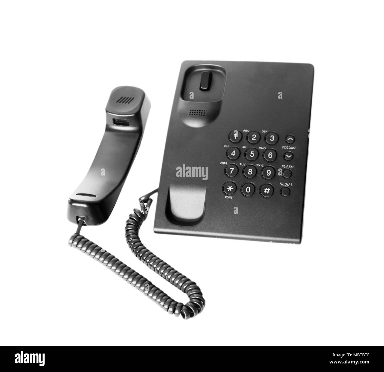 Telefono ufficio decollare isolato su bianco Foto Stock