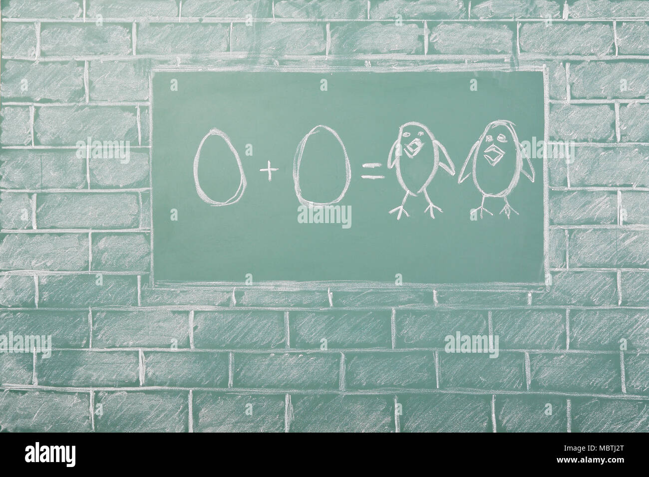 Istruzione divertente idea circa la matematica sul campione di aggiunta di uova Foto Stock